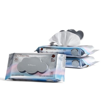 Cloud Max Flushable Wipes, Hypoallergenic for Sensitive Skin, 99% Water, Plan...