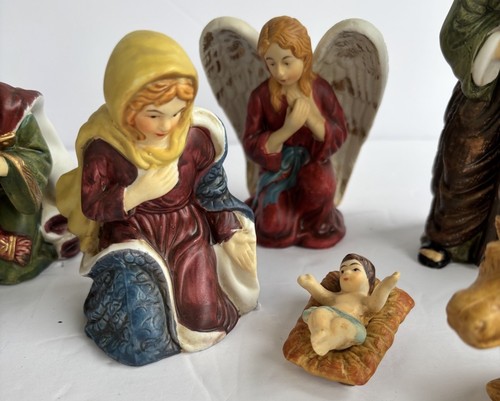 Vintage 11 Pc Porcelain Nativity Set Bradford Holiday Gatherings Christmas - Picture 6 of 10