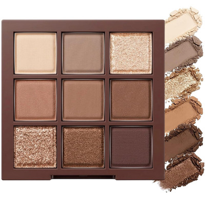 Erinde 9 Colors Eyeshadow Palette, Matte Shimmer Glitter Eye Shadow Palette Make