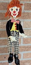 Pelham Clown String Marionette Puppet Wooden &ldquo;Bimbo&rdquo; Checkered Pants~England