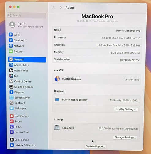 Apple MacBook Pro A2289 2020 13" Intel Core i5-8257U 1,4GHz 256GB / 16GB - AT07 - Zdjęcie 8 z 11