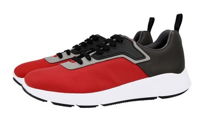PRADA Nylon RED STRIPE LINEA ROSSA Sneakers - 4E3148 - Red NEW -  US 10 EU 43