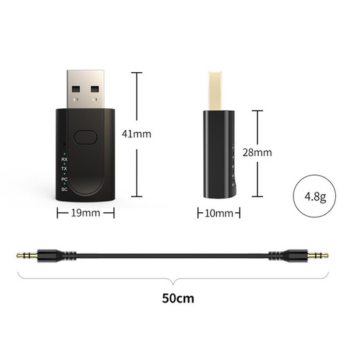 USB Bluetooth 5.1 Transmitter Receiver 3.5mm AUX Low Latency for Speakers - Picture 6 of 7