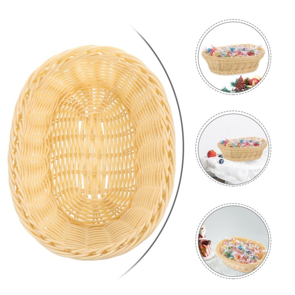 1pc Plastic Rattan Storage Basket Candy Basket Rattan Woven Container ...