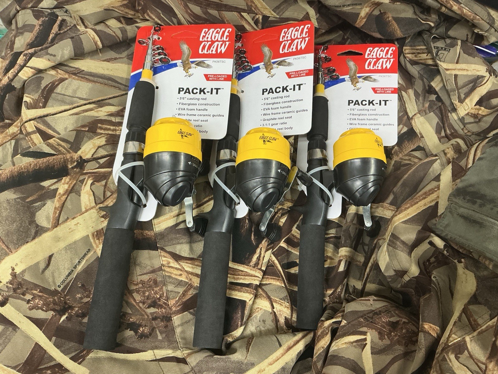 NEW EAGLE CLAW PACK-IT 5&rsquo;6&rdquo; TELESCOPIC ROD-REEL COMBO:PRE SPOOLED #PK56TSC H.T.R