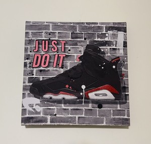 NotoriArt & Style Jordan 6 Sneaker Canvas Home Wall Decor 12 x 12 Inch