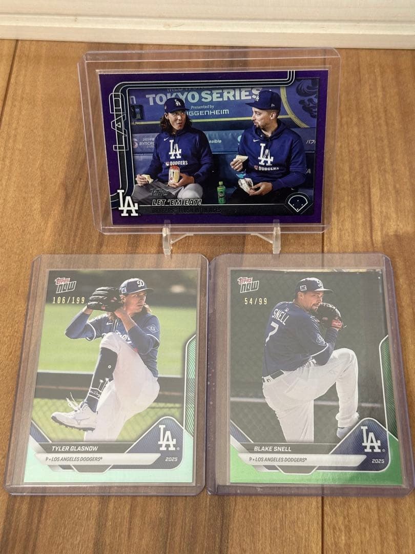 Topps Now Los Angeles Dodgers Baseball Card Set 3 pcs Tyler Glasnow Blake Snell