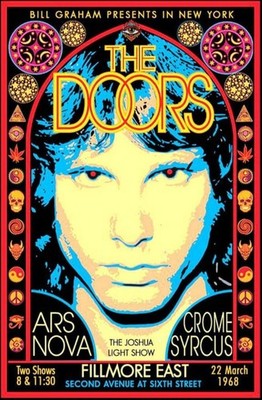 The Doors Fillmore East 1968 Psychedelic Concert Poster Jim Morrison Art 24x36