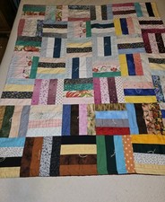 Patchwork Quilt Lap Throw 44" x 51" Multi color Estate Sale Lightweight