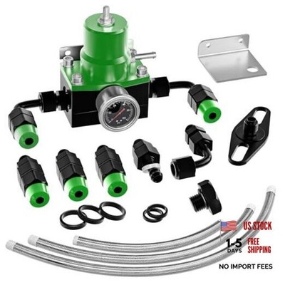 EFI Fuel Pressure Regulator Kit with Bypass Return 0-100psi Pressure Green