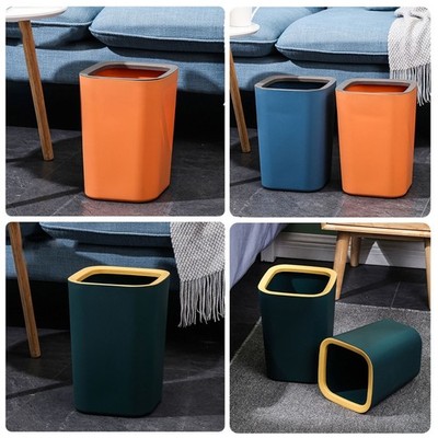 Rectangular Trash Can Trash Bag Waste Paper Basket Garbage Container