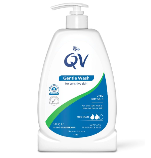 QV Gentle Wash 500g Soap Free Cleanser for Dry Sensitive Skin Unscented
