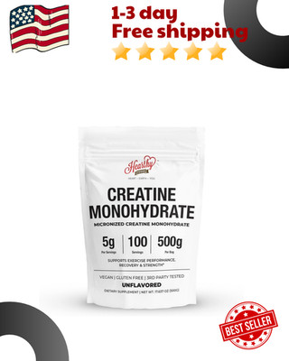 HEARTHY FOODS Creatine Monohydrate Micronized Powder 500G - 100 Servings, 5000mg