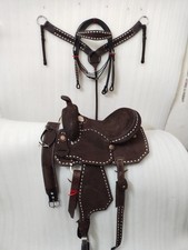 Classic Designer Rough out Leather Western Horse Saddle With Tack Set For Horses