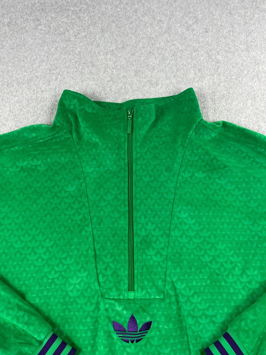 Adidas Adicolor Heritage Now Funnel Velour Top Mens 2XL Green 1/2