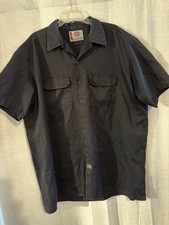 Dickies Black Short Sleeve Work Shirt Mens 2XL Button Front Utility Pockets