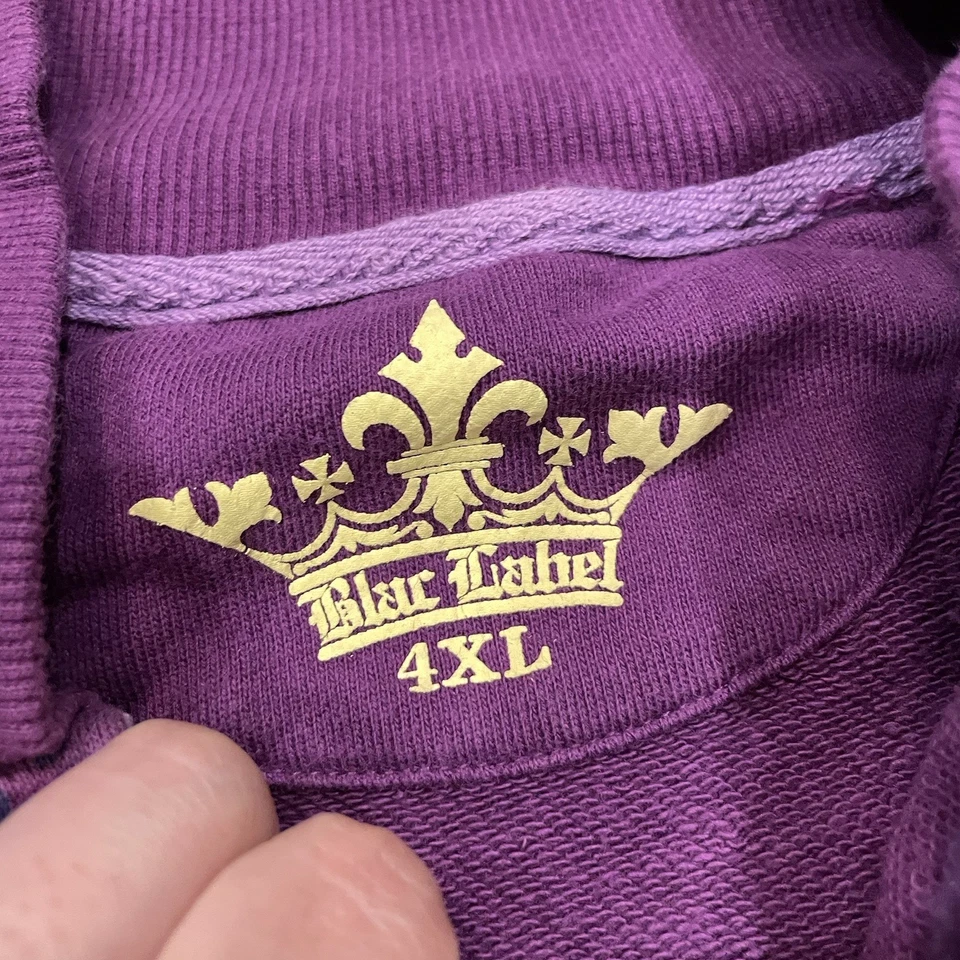 Moletom feminino Blac Label 4XL roxo Y2K motociclista rock zíper crânio coroa hip hop - Imagem 4 de 4