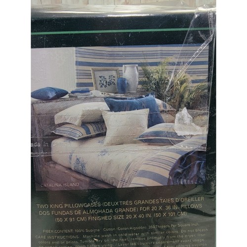 Lauren Ralph Lauren Cataline Island Floral Blue Two King Pillowcases New Old Sto - Picture 4 of 6