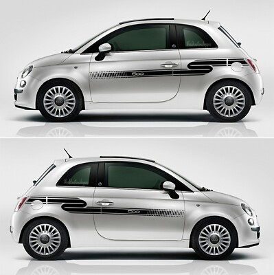 2 Adesivi Fasce Laterali Bandiera A Scacchi Per FIAT 500 500C 500E 500L Panda Punto Tipo - Foto 2