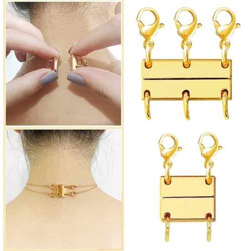 4pcs Necklace Layer Lobster Clasp Slide 2/3 Multi Strand Magnet Tube Connector - Picture 2 of 8