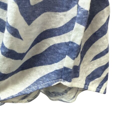 TAHARI 100% Linen Tee Plus Size 1X Blue White Zebra Knit Top Short Sleeve NWT - Picture 8 of 9