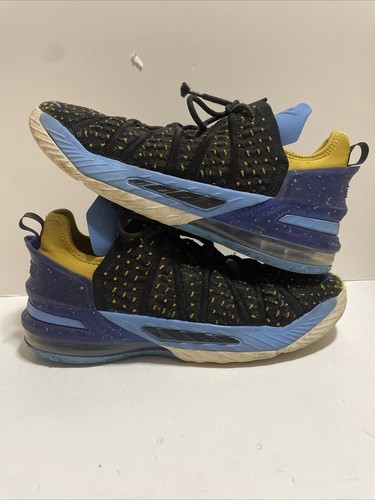 Nike Lebron XVIII GS Minneapolis Lakers Big Kids' Shoes Black-Gold CW2760-006 7Y - Picture 2 of 8
