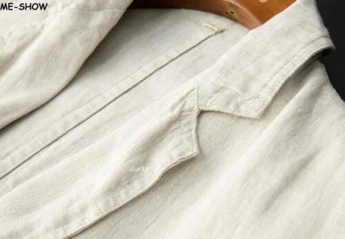 2 PC Men Linen Two Button Suit Summer Causal Blazer Pants Coat Beach Jacket Gift - Afbeelding 2 van 28