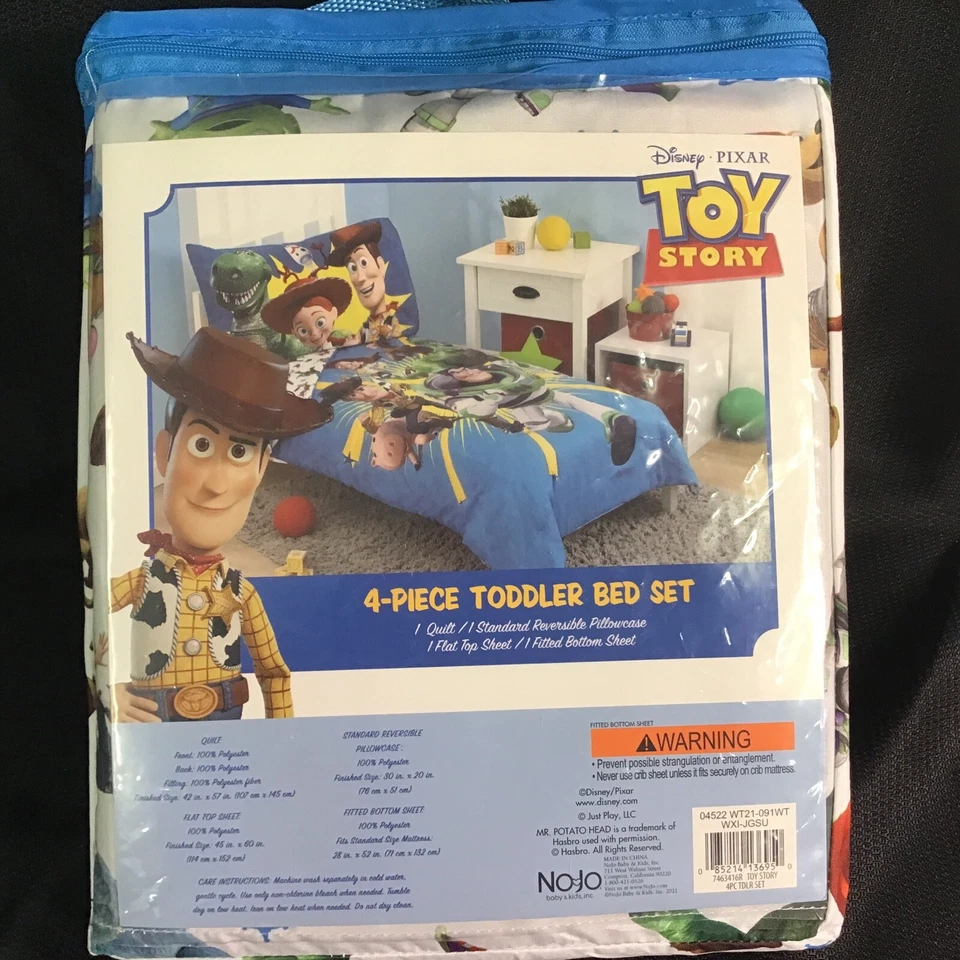Disney Toy Story 4 - Blue, Green, Yellow Toys in Action 4Piece Toddler Bed Set - Image 2 of 4