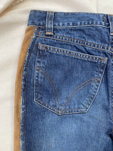 Dolce & Gabbana Sz 27 Vintage Authentic Denim Leather Detail Flare Jeans - Picture 11 of 14