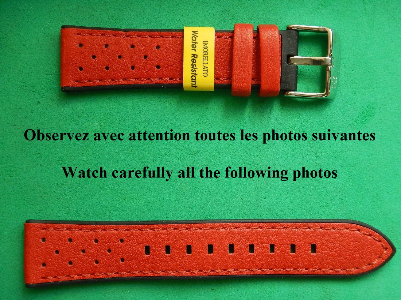 Bracelet Morellato 21mm en cuir de vachette rouge racing rallye