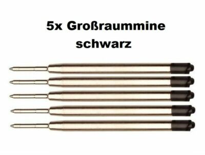 5x Metall Großraum-Mine SCHWARZ, passend für Parker-System Kugelschreiberminen