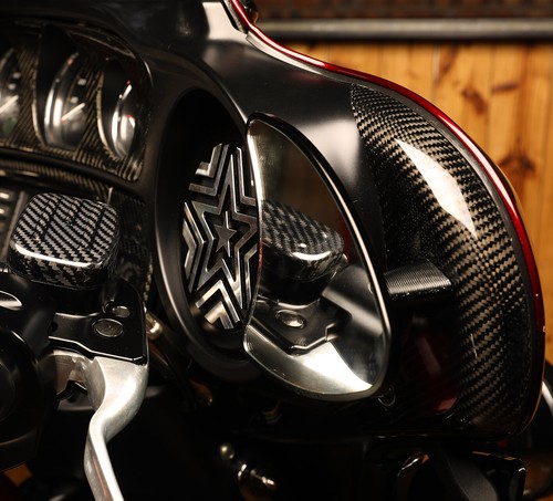 Fit H-D 2014-19 TRIKE Mobula Black Anodized Fairing Mount Mirror Assembly Set - Picture 5 of 9