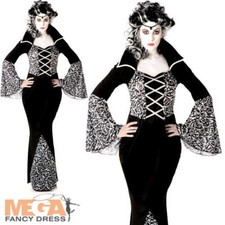 Royal Vampiress Ladies Fancy Dress Vampire Adults Womens Halloween Costume 