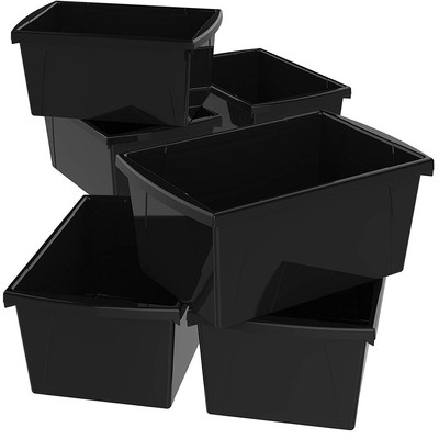 Storex Storage Bin Black 6 count 5.5 Gallon without Lid