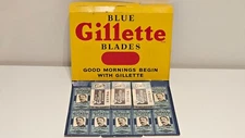 VINTAGE NOS ENGLAND UNOPENED RARE 3 PACKS SAFETY RAZOR BLADES"GILLETTE" BLUE