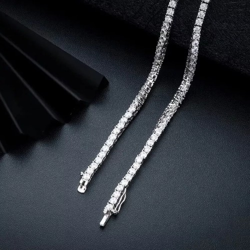 20" Tennis Necklace 10Ct Round Lab Created Diamond Choker 14K White Gold Plated - Picture 6 of 15