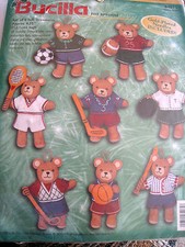 Christmas Bucilla Felt Applique Holiday Ornament Craft Kit,SPORTS BEARS, 84075