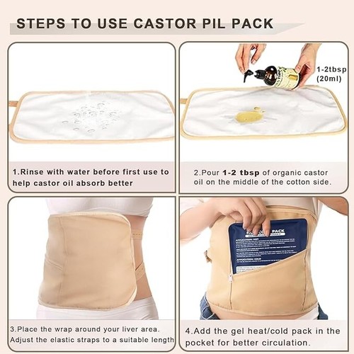 Castor Oil Pack Wraps for Liver Detox-Reusable/Washable Organic Oil Not Included - Picture 6 of 7