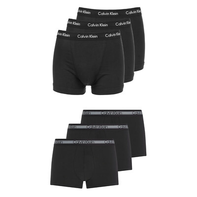 Calvin Klein Herren Cotton Stretch 3er Pack Mid-Rise/Normal Trunks Schwarz M / L