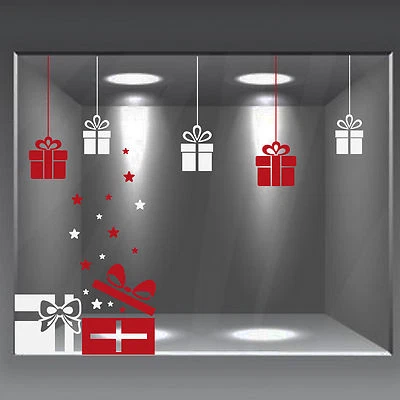 AVERY vetrofanie natalizie wall sticker adesivo vetrine neve pacchi stelle b&b a0701