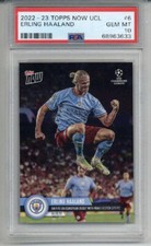 2022-23 TOPPS NOW UCL DEBUT WITH MANCHESTER CITY #6 ERLING HAALAND PSA 10 RARE