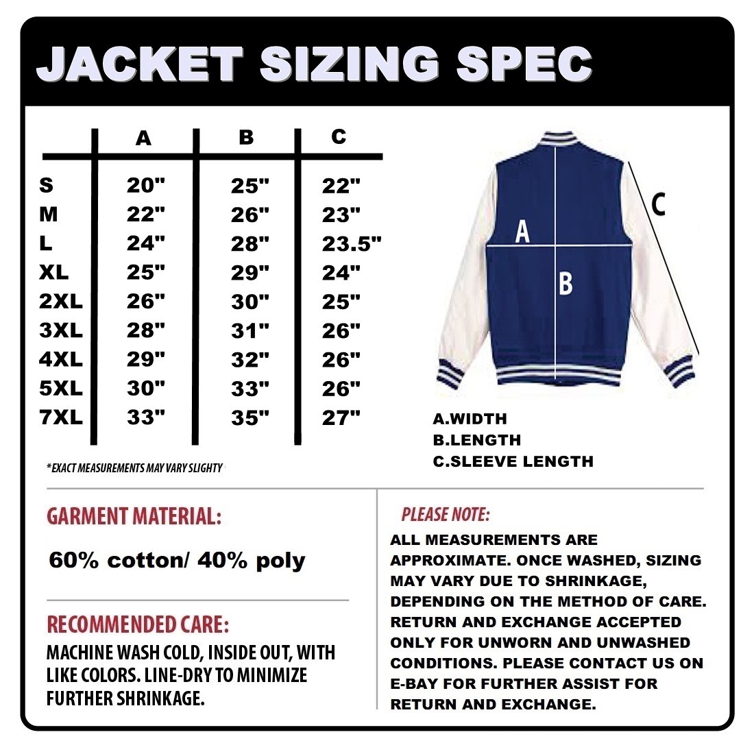 PRO CLUB MEN'S BASEBALL VARSITY COLLEGE LETTERMAN FLEECE JACKET