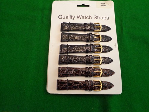 WATCH STRAP 20MM LADIES LEATHER CROCODILE /BLACK GLOSS EFFECT HIGH QUALITY - Picture 3 of 3