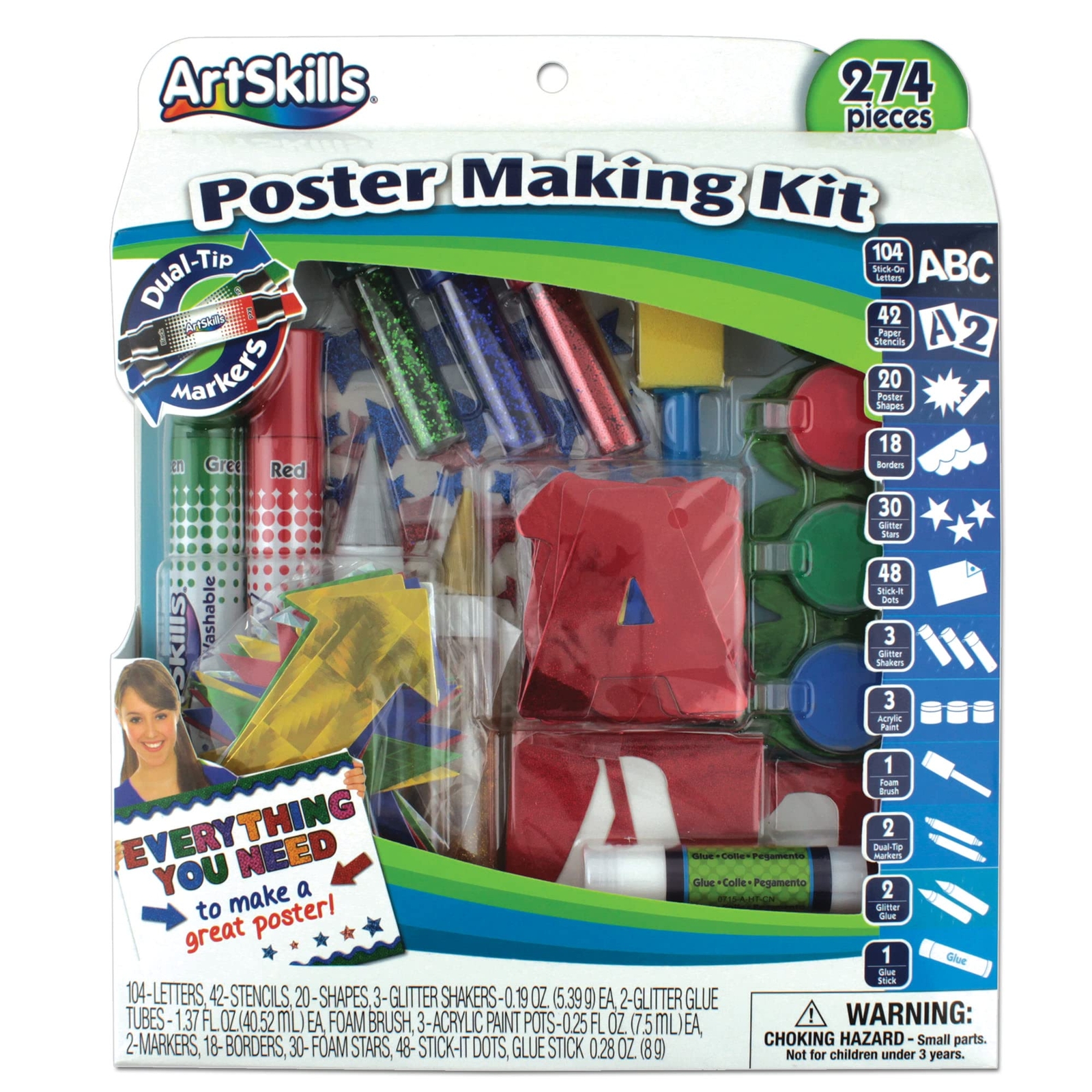 Poster Making Kit Arts and Crafts Supplies Includes Washable Markers