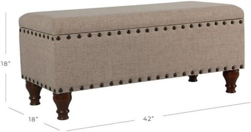Rectangular Tan Storage Bench with Reinforced Hinge - Versatile Home Accent - Picture 5 of 12