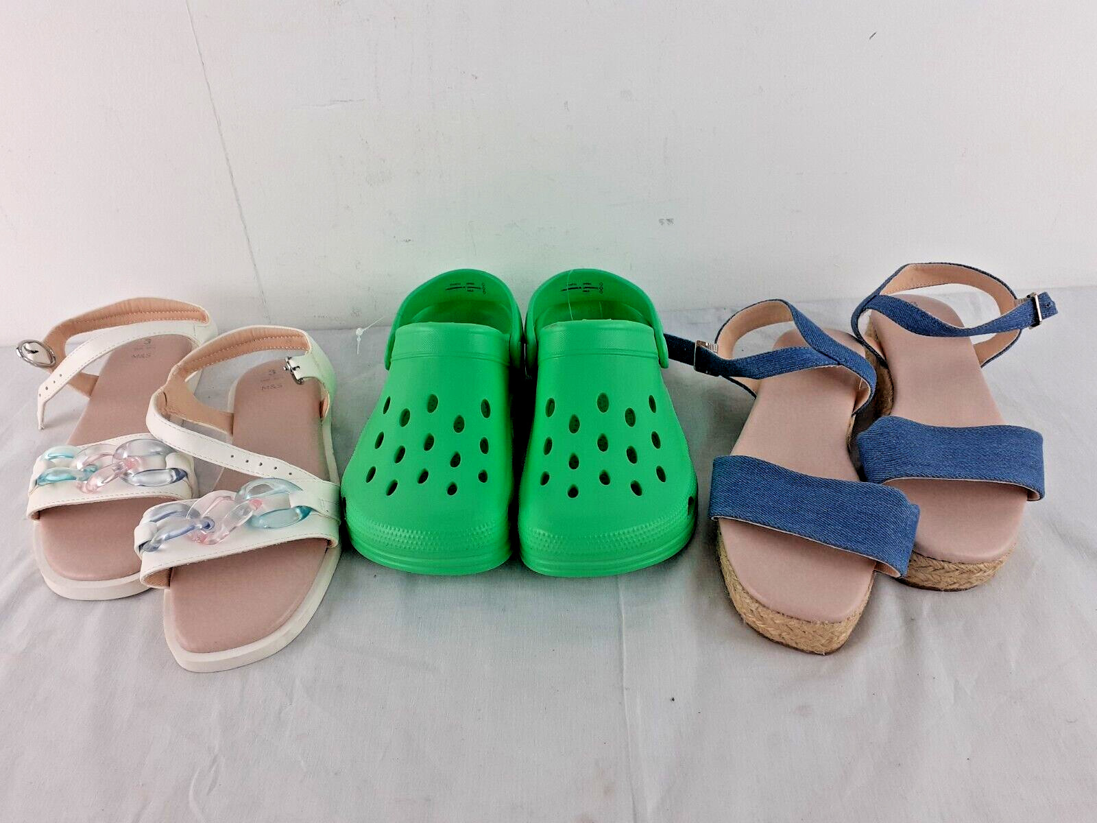 M&S Children Girls 3x Bundle Shoes Size 3 Clogs Sandals Espadrilles New F2
