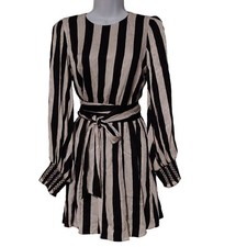 Alice & Olivia by Stacey Bendet Empire Stripe Silky Flowy Mini Dress S4 NWT