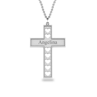 Personalized Sterling Silver Engraved Name Heart Necklace for Women Teen & Girls