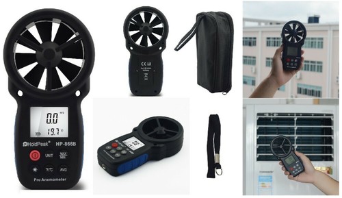HoldPeak HP-866B Digitales Anemometer Luftmesser Windchill Windgeschwindigkeitsmesser 30M/s - Bild 10 von 12