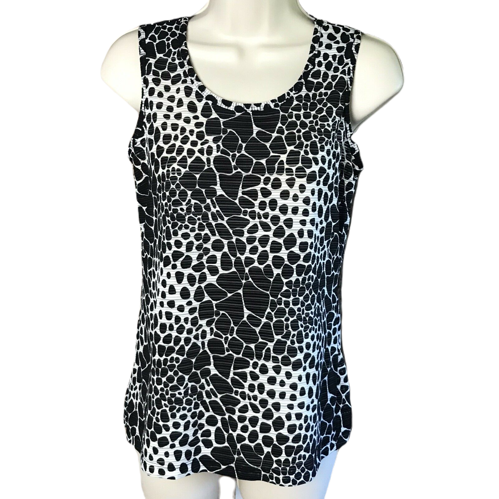 Susan Lawrence Sleeveless Stretch Blouse Shirt in Black & White Size PS